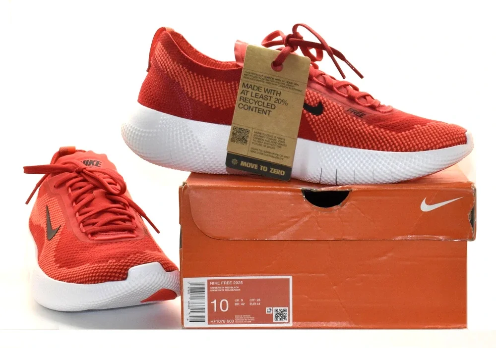 B6 NIB NIKE FREE 2025 University Red/Black Sneaker Shoes HF1078-600 Size 10